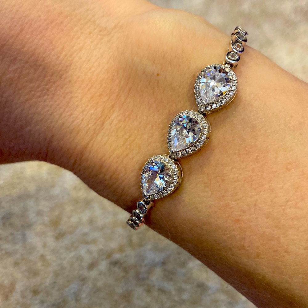 Sterling silver and moissanite bolo bracelet